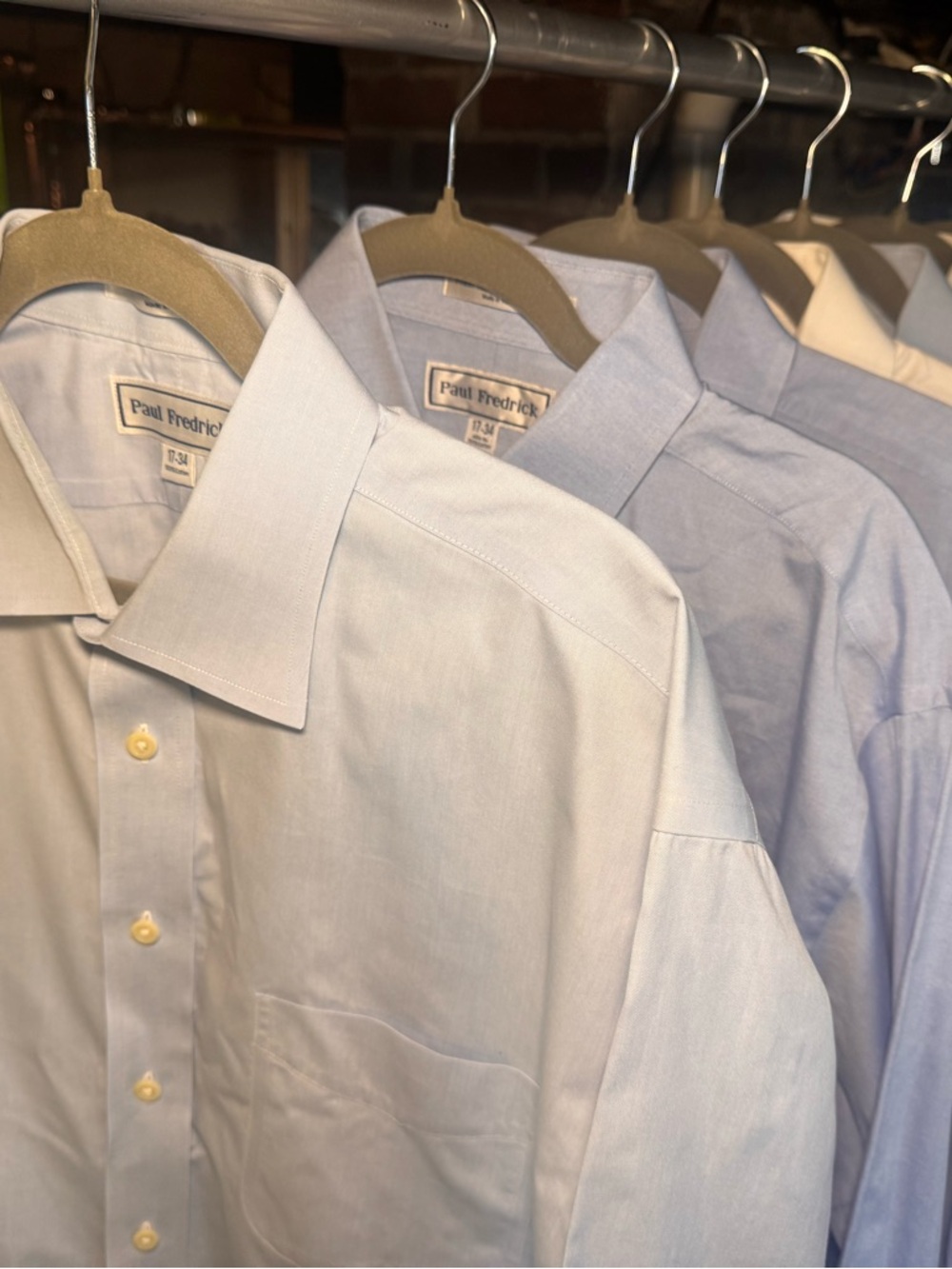 Paul Fredrick Mens shirt (lot of 7) Size 17 + 17.5 34 Non Iron Cotton Button Up